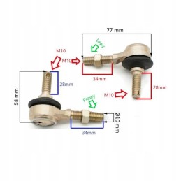 Tie rod ends M10 thread, set