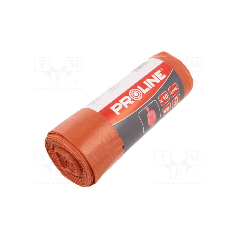 1 rol x PROLINE - 41204 - Trash bags, polyetylene LD, red, 120l, 10pcs.