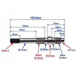 Output gear shaft atv 150