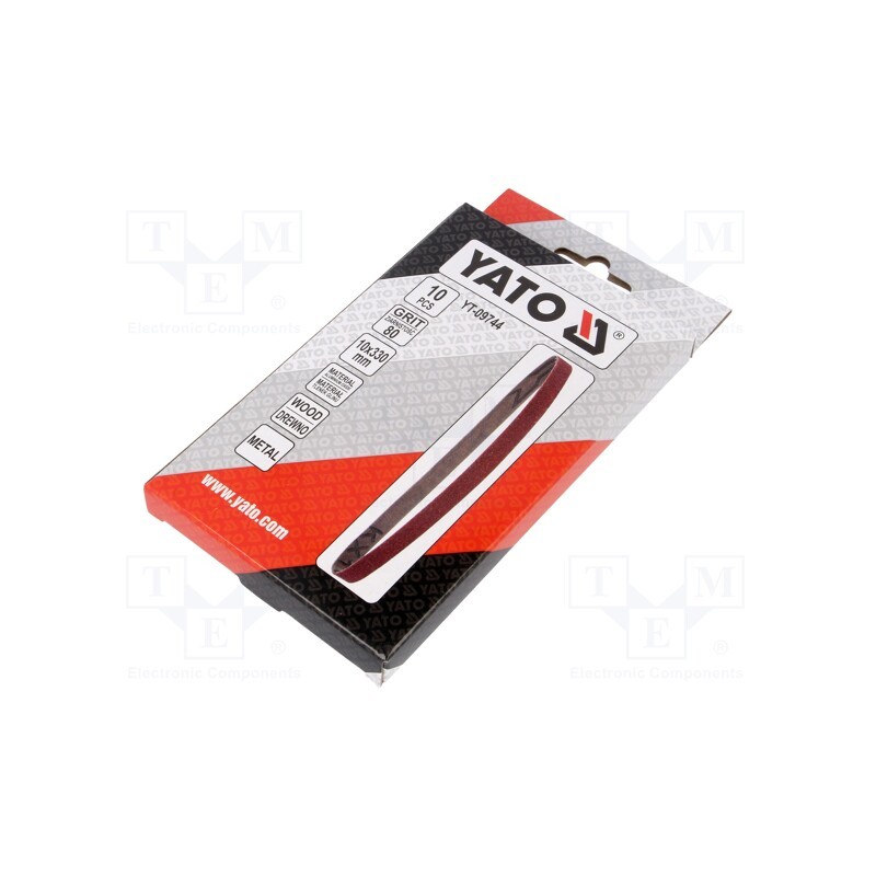 1 set x YATO - YT-09744 - Endless sanding belt, L: 330mm, W: 10mm, Granularity: 80, 10pcs.