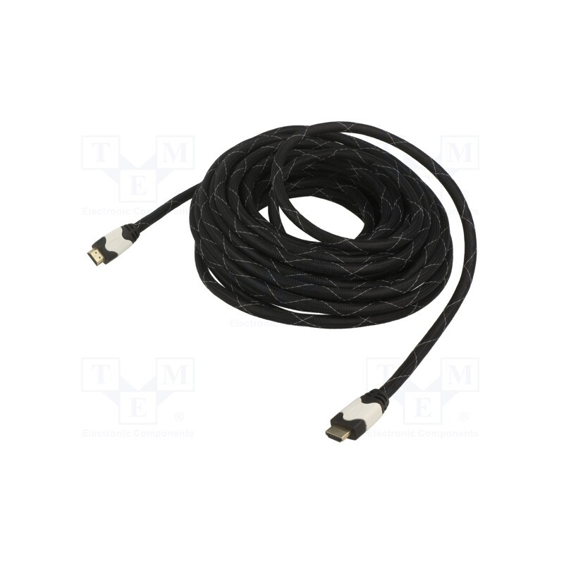 1 pcs x ART - KABHD OEM35O - Cable, HDMI 1.4, HDMI plug,both sides, textile, 10m, black