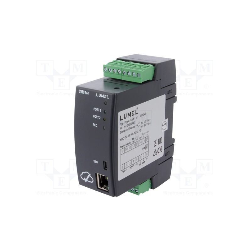 1 pcs x LUMEL - SM61IOT-2100M0 - Industrial module: data logger, 20÷40VAC, 20÷60VDC, 0÷55°C, OUT: 2