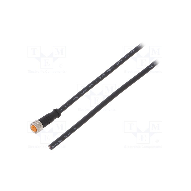 1 pcs x LUTRONIC - 0800 04 002 10M - Connection lead, M8, PIN: 4, straight, 10m, plug, 50VAC, 4A, -25÷80°C