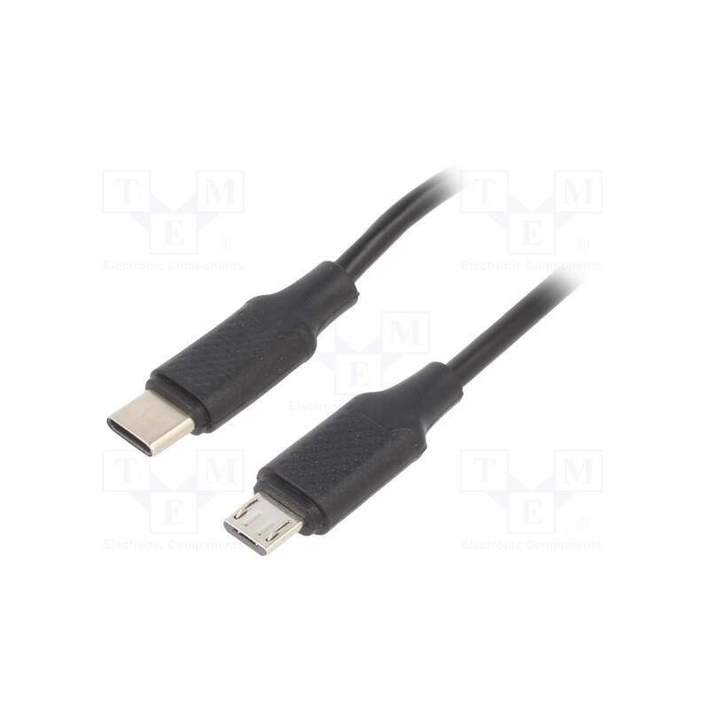 1 pcs x GEMBIRD - CC-USB2-CMMBM-1.5M - Cable, USB 2.0, USB B micro plug,USB C plug, 1.5m, black, 480Mbps