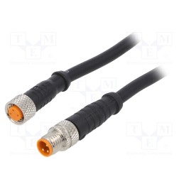 1 pcs x LUTRONIC - 0810 0800 03 001 0,6M - Connection lead, M8, PIN: 3, 0.6m, plug, 50VAC, 4A, -25÷80°C, PVC
