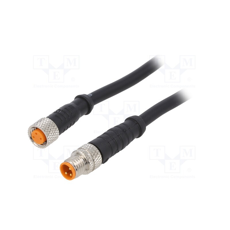 1 pcs x LUTRONIC - 0810 0800 03 001 0,6M - Connection lead, M8, PIN: 3, 0.6m, plug, 50VAC, 4A, -25÷80°C, PVC