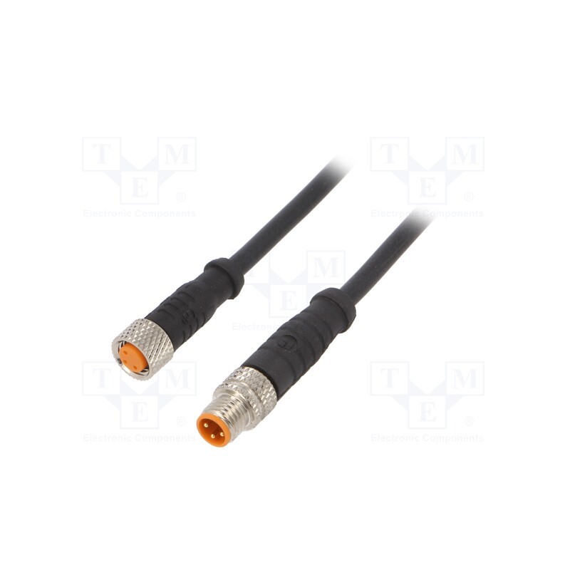 1 pcs x LUTRONIC - 0810 0800 03 300 1,5M - Connection lead, M8, PIN: 3, 1.5m, plug, 50VAC, 4A, -25÷80°C, PUR