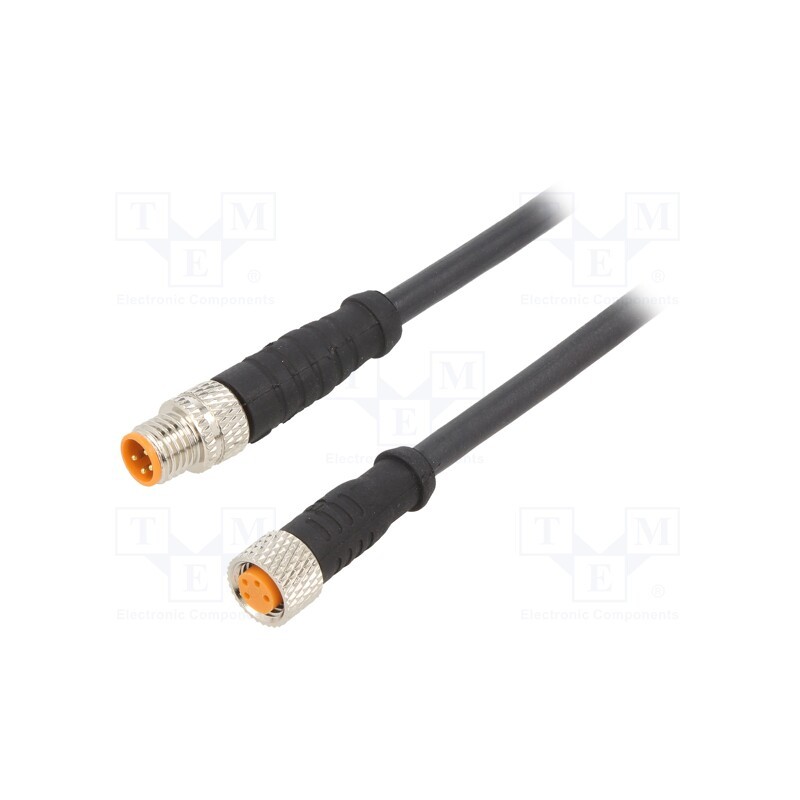 1 pcs x LUTRONIC - 0810 0800 04 301 0,6M - Connection lead, M8, PIN: 4, 0.6m, plug, 50VAC, 4A, -25÷80°C, PVC