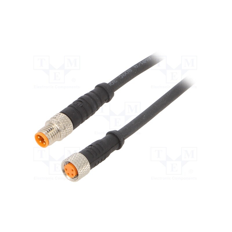 1 pcs x LUTRONIC - 0810 0800 04 301 2M - Connection lead, M8, PIN: 4, 2m, plug, 50VAC, 4A, -25÷80°C, PVC, IP67