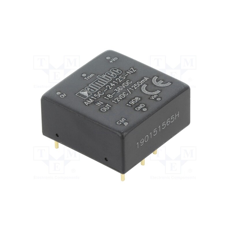 1 pcs x AIMTEC - AM15C-2412S-NZ - Converter: DC/DC, 15W, Uin: 18÷36V, Uout: 12VDC, Iout: 1.25A, 1'x1'