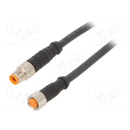 1 pcs x LUTRONIC - 0810 0800 04 301 5M - Connection lead, M8, PIN: 4, 5m, plug, 50VAC, 4A, -25÷80°C, PVC, IP67