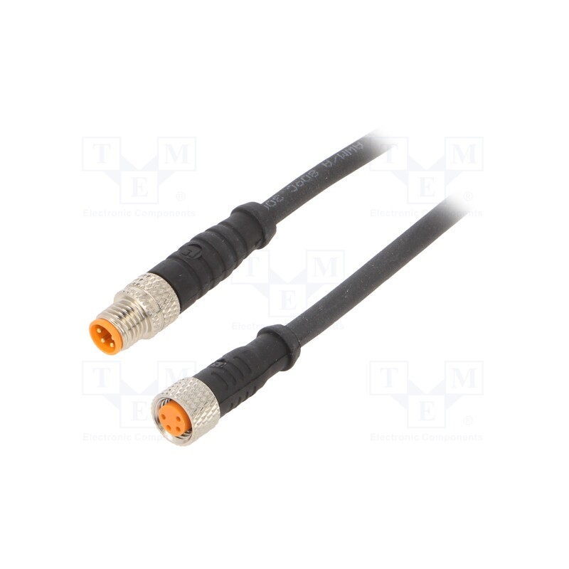 1 pcs x LUTRONIC - 0810 0800 04 301 5M - Connection lead, M8, PIN: 4, 5m, plug, 50VAC, 4A, -25÷80°C, PVC, IP67