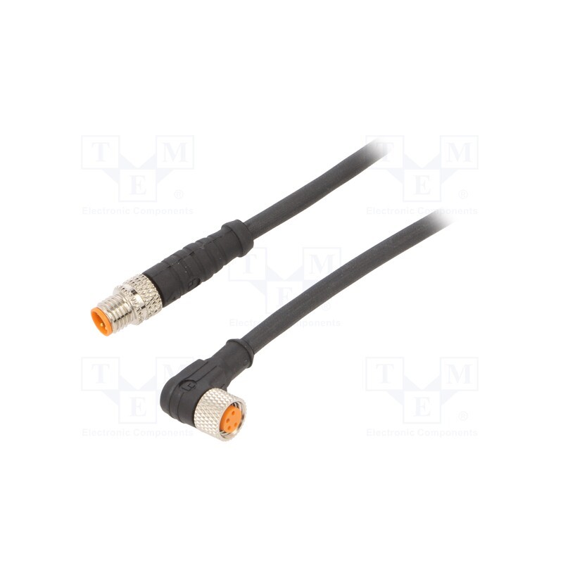 1 pcs x LUTRONIC - 0810 0805 04 301 2M - Connection lead, M8, PIN: 4, 2m, plug, 50VAC, 4A, -25÷80°C, PUR, IP67