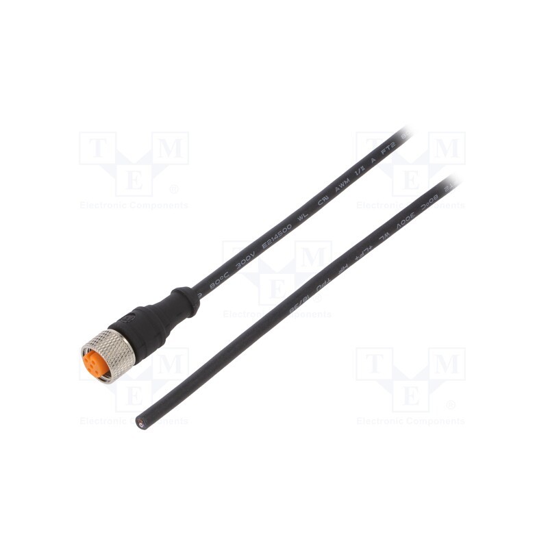 1 pcs x LUTRONIC - 1200 04 002 10M - Connection lead, M12, PIN: 4, straight, 10m, plug, 250VAC, 4A, IP67