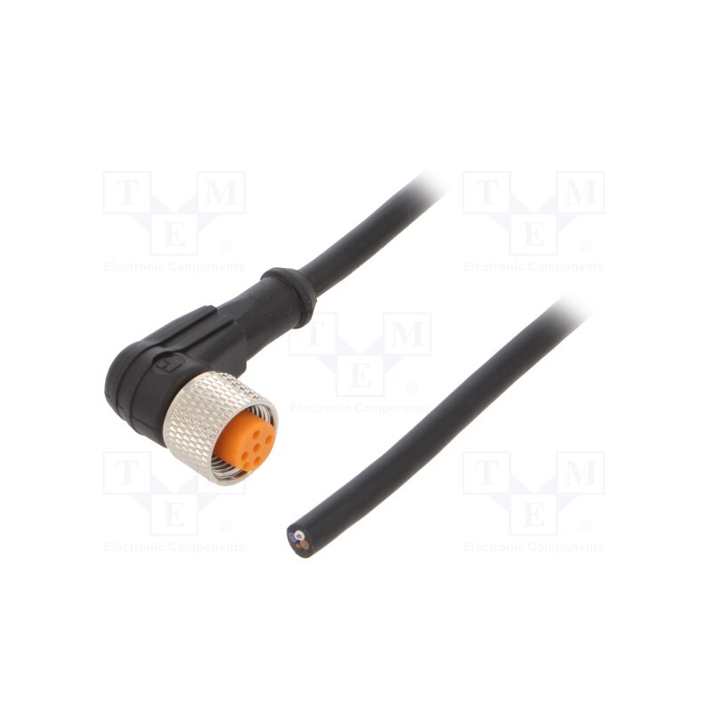 1 pcs x LUTRONIC - 1205 04 002 5M - Connection lead, M12, PIN: 4, angled, 5m, plug, 250VAC, 4A, -25÷80°C