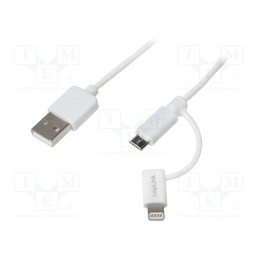 1 pcs x LOGILINK - CU0118 - Cable, Apple Lightning plug,USB A plug,USB B micro plug, 1m