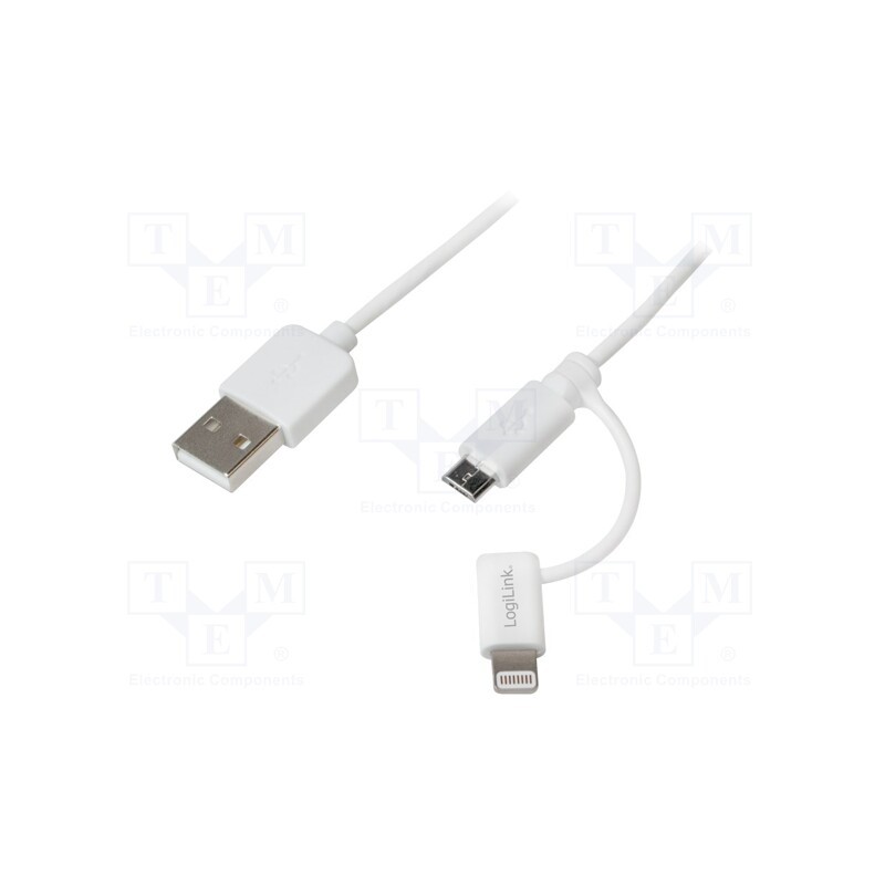 1 pcs x LOGILINK - CU0118 - Cable, Apple Lightning plug,USB A plug,USB B micro plug, 1m