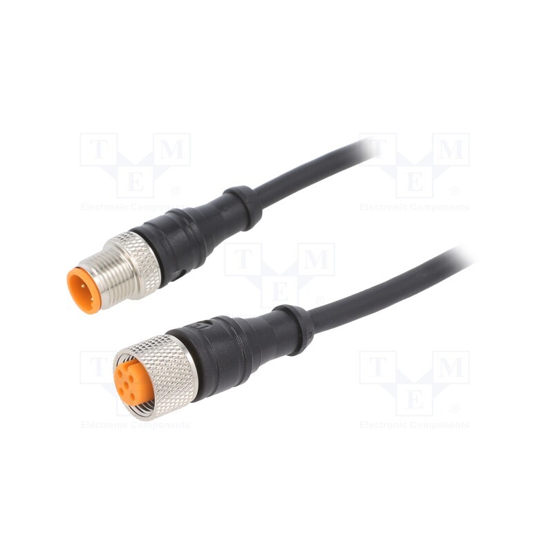 1 pcs x LUTRONIC - 1210 1200 04 002 5M - Connection lead, M12, PIN: 4, 5m, plug, 250VAC, 4A, -25÷80°C, IP67
