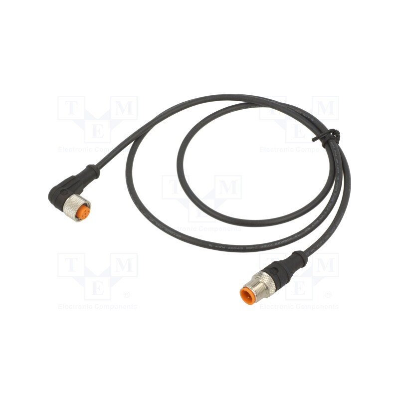 1 pcs x LUTRONIC - 1210 1206 03 L1 300 1M - Connection lead, M12, PIN: 3, 1m, plug, 4A, -25÷80°C, Insulation: PUR