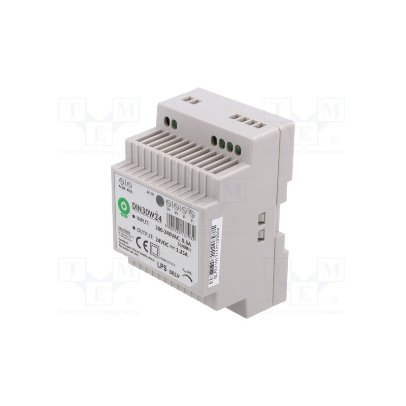 1 pcs x POS - POS DIN30W24 - Power supply: switched-mode, 30W, 24VDC, for DIN rail mounting