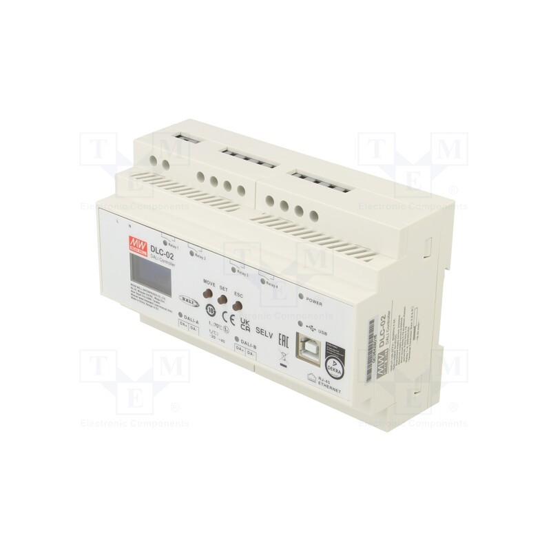 1 pcs x MEAN WELL - DLC-02 - DALI controller, for DIN rail mounting, 100÷305VAC, 140÷430VDC