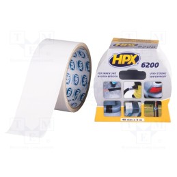 1 rol x HPX - CW5005 - Tape: duct, W: 48mm, L: 5m, Thk: 0.3mm, white, natural rubber