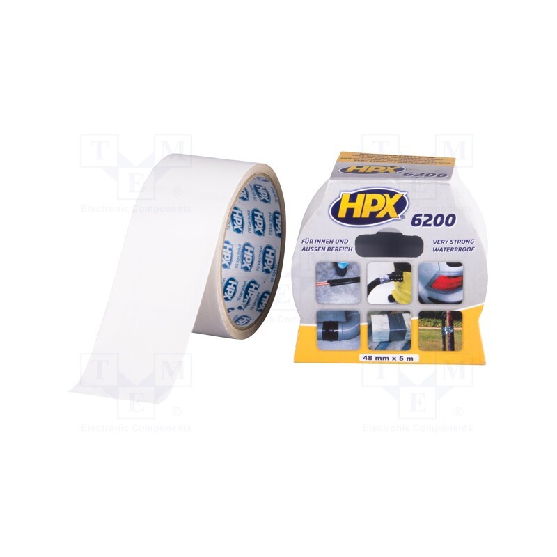 1 rol x HPX - CW5005 - Tape: duct, W: 48mm, L: 5m, Thk: 0.3mm, white, natural rubber
