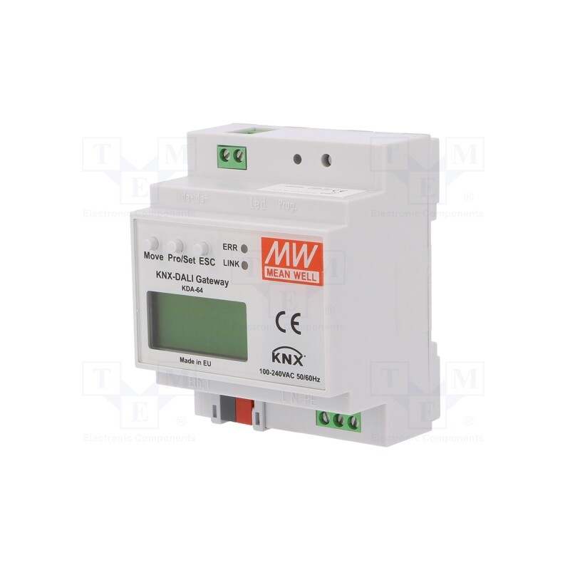 1 pcs x MEAN WELL - KDA-64 - Converter KNX-DALI, for DIN rail mounting, 110÷240VAC, IP20