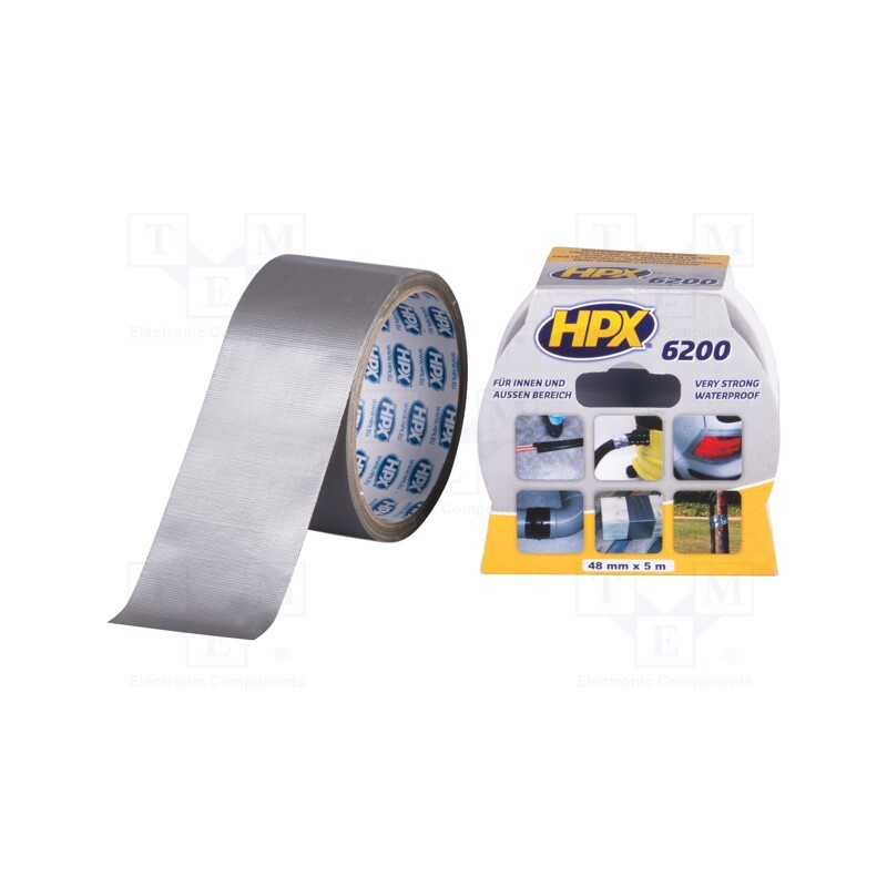 1 rol x HPX - CB5005 - Tape: duct, W: 48mm, L: 5m, Thk: 0.3mm, silver, natural rubber