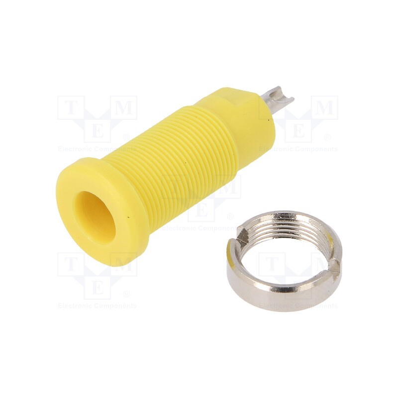 1 pcs x SCHu00dcTZINGER - SEB 3400 NI / GE - Socket, 2mm banana, 10A, 600V, 25mm, yellow, on panel,screw, 5mΩ