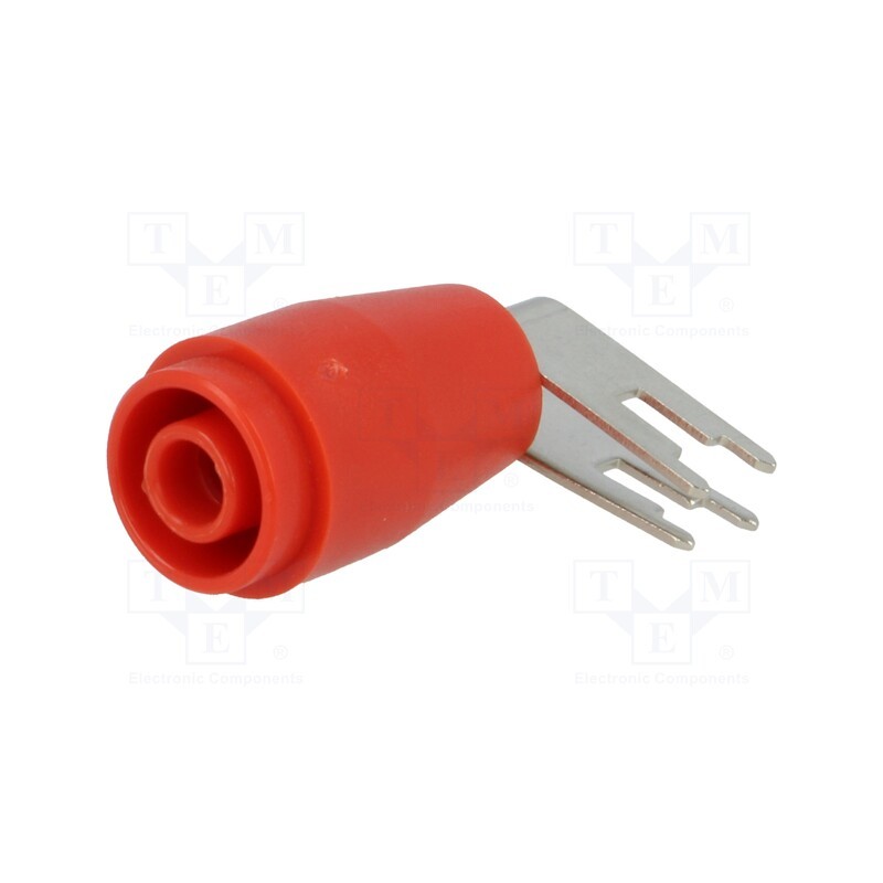 1 pcs x ELECTRO-PJP - PJ3263-PCB-R - Socket, 4mm banana, 25A, 1kVDC, 27.2mm, red, PCB, -25÷80°C, 5mΩ