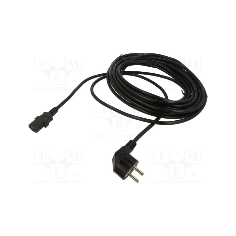 1 pcs x AKYGA - AK-PC-08C - Cable, 3G1mm2, CEE 7/7 (E/F) plug angled,IEC C13 female, PVC, 3m
