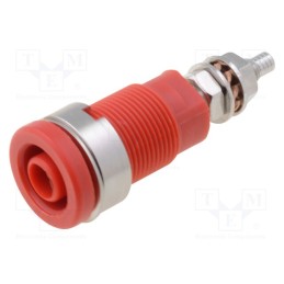 1 pcs x SCHu00dcTZINGER - SEB 6446 NI / RT - Socket, 4mm banana, 32A, 1kV, red, nickel plated, on panel, 40mm