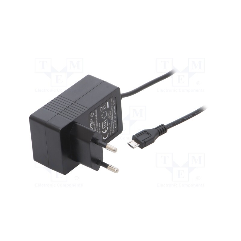 1 pcs x ESPE - PRO1505W2E-MICROUSB - Power supply: switched-mode, plug, 5VDC, 3A, 15W, Plug: EU, 82%