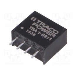 1 pcs x TRACO POWER - TBA 1-0311 - Converter: DC/DC, 1W, Uin: 2.97÷3.63V, Uout: 5VDC, Iout: 200mA, SIP4
