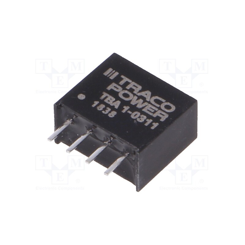 1 pcs x TRACO POWER - TBA 1-0311 - Converter: DC/DC, 1W, Uin: 2.97÷3.63V, Uout: 5VDC, Iout: 200mA, SIP4