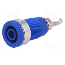 1 pcs x SCHu00dcTZINGER - SEB 6446 NI / BL - Socket, 4mm banana, 32A, 1kV, blue, nickel plated, on panel, 40mm
