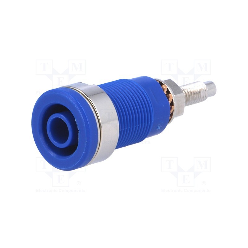 1 pcs x SCHu00dcTZINGER - SEB 6446 NI / BL - Socket, 4mm banana, 32A, 1kV, blue, nickel plated, on panel, 40mm