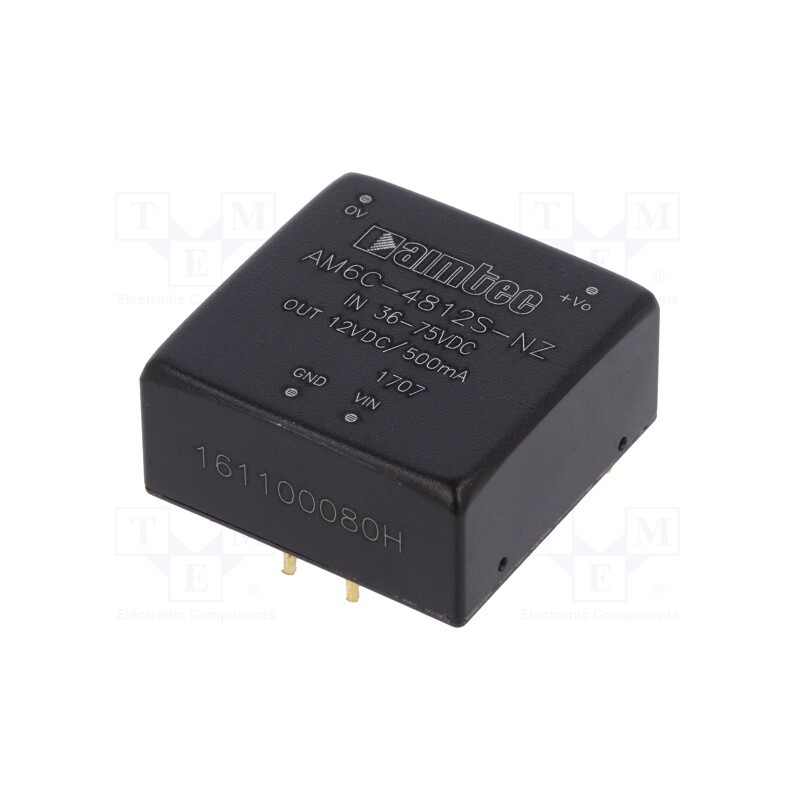 1 pcs x AIMTEC - AM6C-4812S-NZ - Converter: DC/DC, 6W, Uin: 36÷75V, Uout: 12VDC, Iout: 500mA, 1'x1'