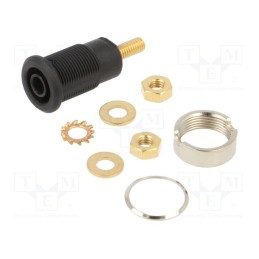 1 pcs x STu00c4UBLI - 66.3020-21 - Socket, 4mm banana, 32A, black, gold-plated, Overall len: 33mm