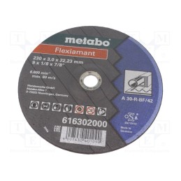 1 pcs x METABO - 616302000 - Cutting wheel, Ø: 230mm, Øhole: 22.2mm, Disc thick: 3mm, steel