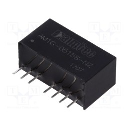 1 pcs x AIMTEC - AM1G-0515S-NZ - Converter: DC/DC, 1W, Uin: 4.5÷9V, Uout: 15VDC, Iout: 67mA, SIP8, THT