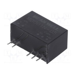 1 pcs x MEAN WELL - MDD01N-05 - Converter: DC/DC, 1W, Uin: 21.6÷26.4V, Uout: 5VDC, Uout2: -5VDC, SIP7