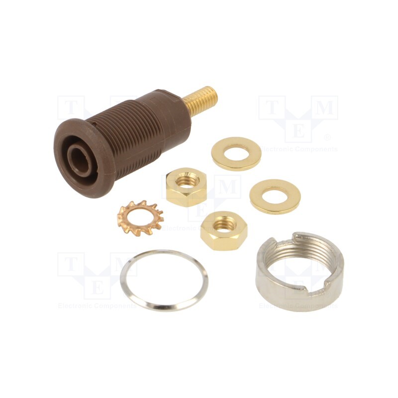 1 pcs x STu00c4UBLI - 66.3020-27 - Socket, 4mm banana, 32A, brown, gold-plated, Overall len: 33mm