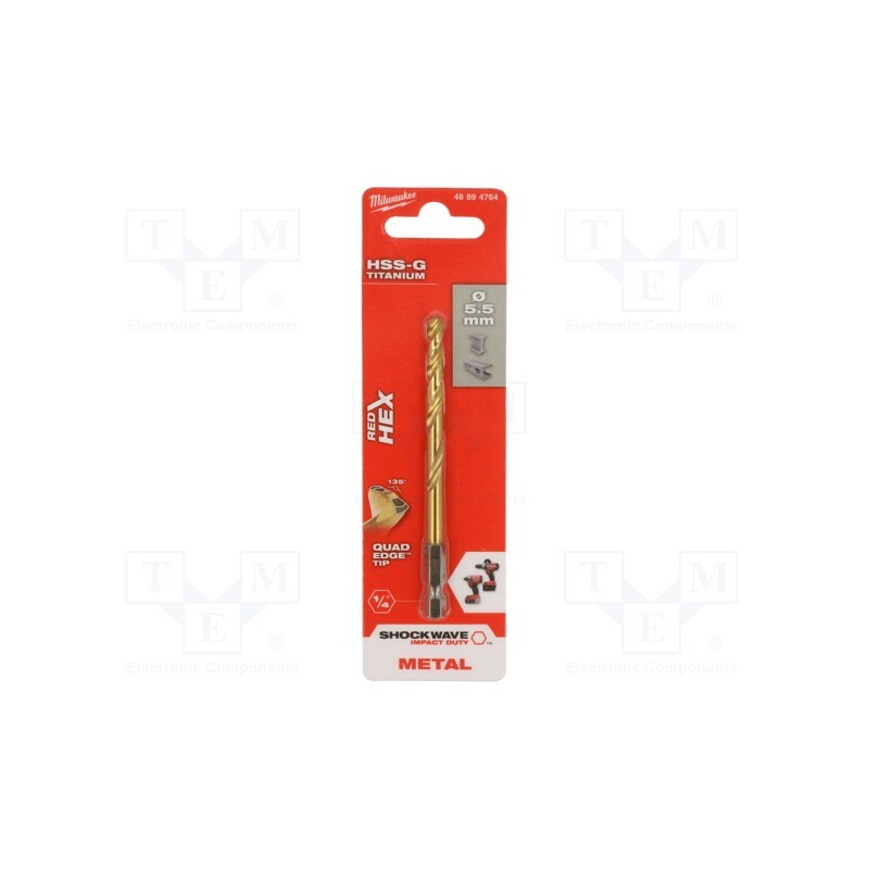 1 pcs x Milwaukee - 48894764 - Drill bit, for metal,impact, Ø: 5.5mm