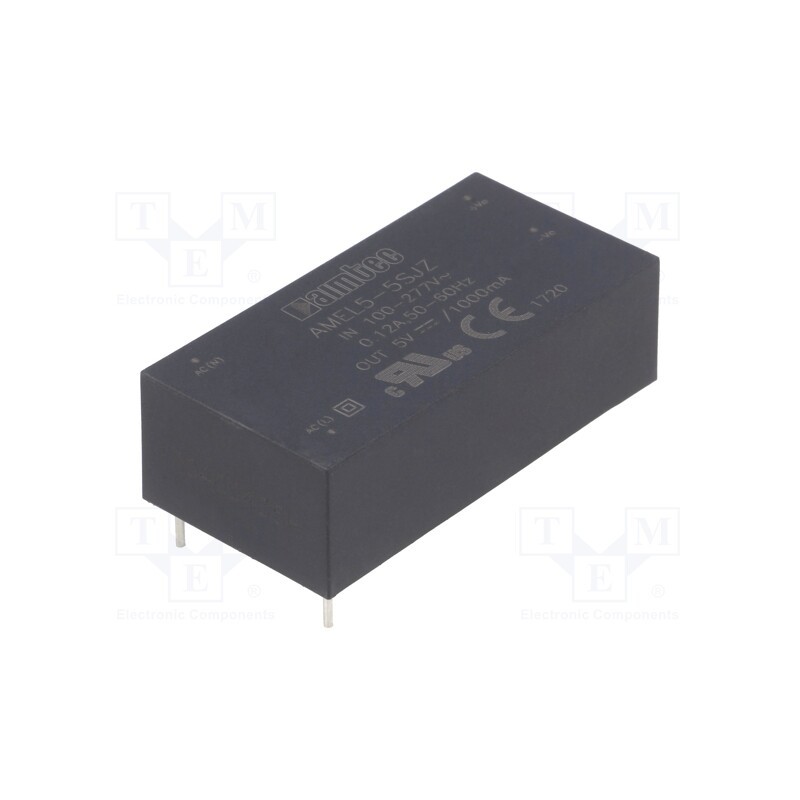 1 pcs x AIMTEC - AMEL5-5SJZ - Converter: AC/DC, 5W, 85÷305VAC, Usup: 100÷430VDC, Uout: 5VDC, 78%