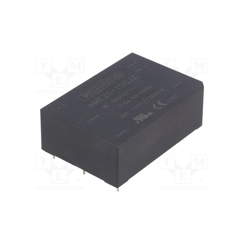 1 pcs x AIMTEC - AME20-15SJZ - Converter: AC/DC, 20W, 85÷305VAC, Usup: 100÷430VDC, Uout: 15VDC