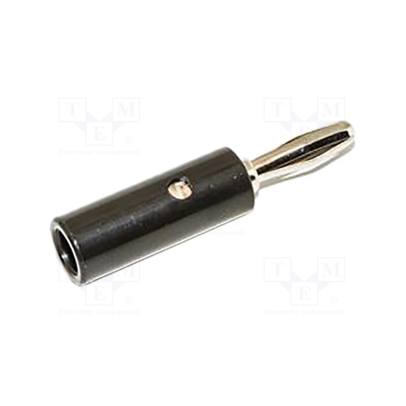 1 pcs x MUELLER ELECTRIC - BU-00245-0 - Plug, 4mm banana, 15A, black, 41.3mm, nickel plated, on cable