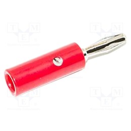 1 pcs x MUELLER ELECTRIC - BU-00245-2 - Plug, 4mm banana, 15A, red, 41.3mm, nickel plated, on cable