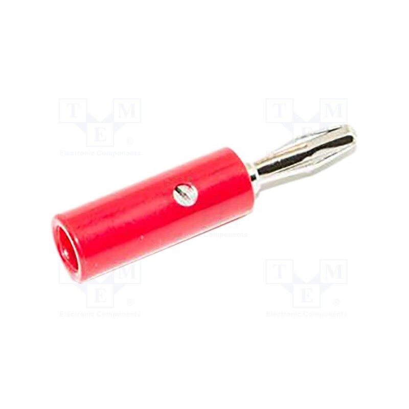 1 pcs x MUELLER ELECTRIC - BU-00245-2 - Plug, 4mm banana, 15A, red, 41.3mm, nickel plated, on cable